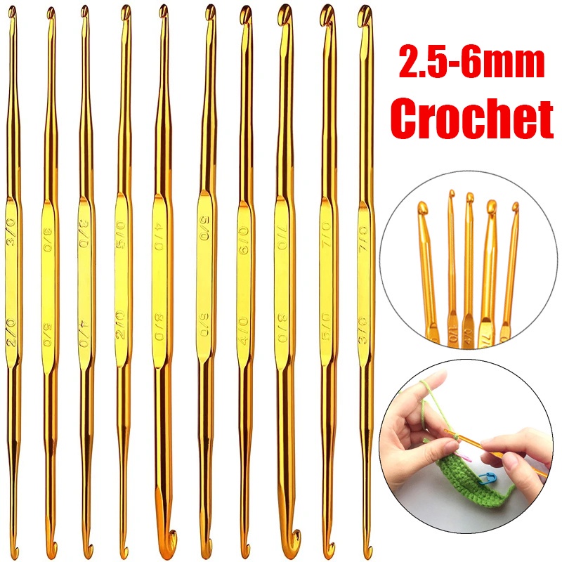 Agulhas De Tricô De Alumínio Dourado De 1 Peça Crochê De Ponta Dupla De 2,5/3,5/4,5/5,5/6,0mm De Fio De Tecelagem Artesanal De Bricolagem Acessórios De Costura De Ponto