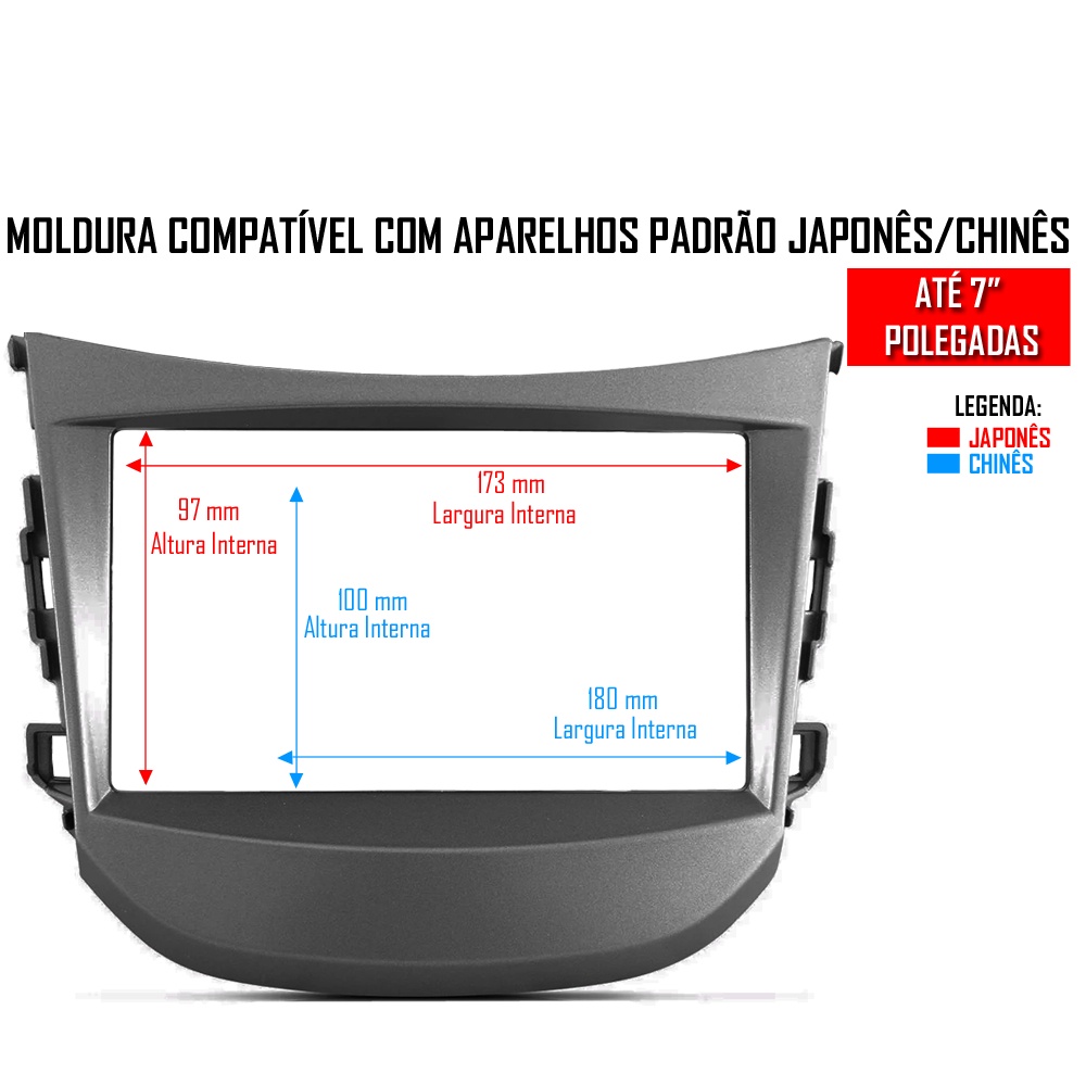 Moldura de Painel 2 Din 7" Polegadas HB20 Sem Som De Fábrica Cinza — imagem 2 de 2