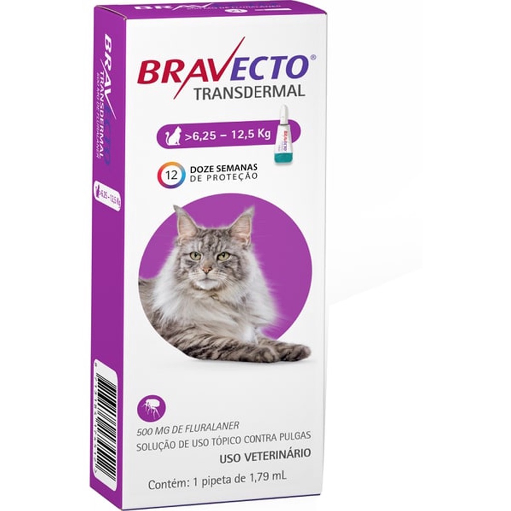 Bravecto Transdermal para Gatos de 6,25 a 12,5 Kg - 500 mg em Oferta na Shopee