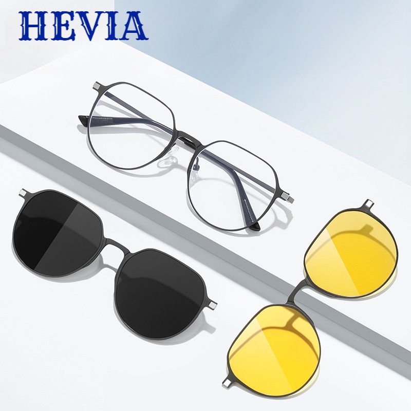 HEVIA Óculos De Sol Com Prescrição Intercambiável Lente Polarizada Clipe Magnético Para Proteção UV E Saúde Olhos PG020