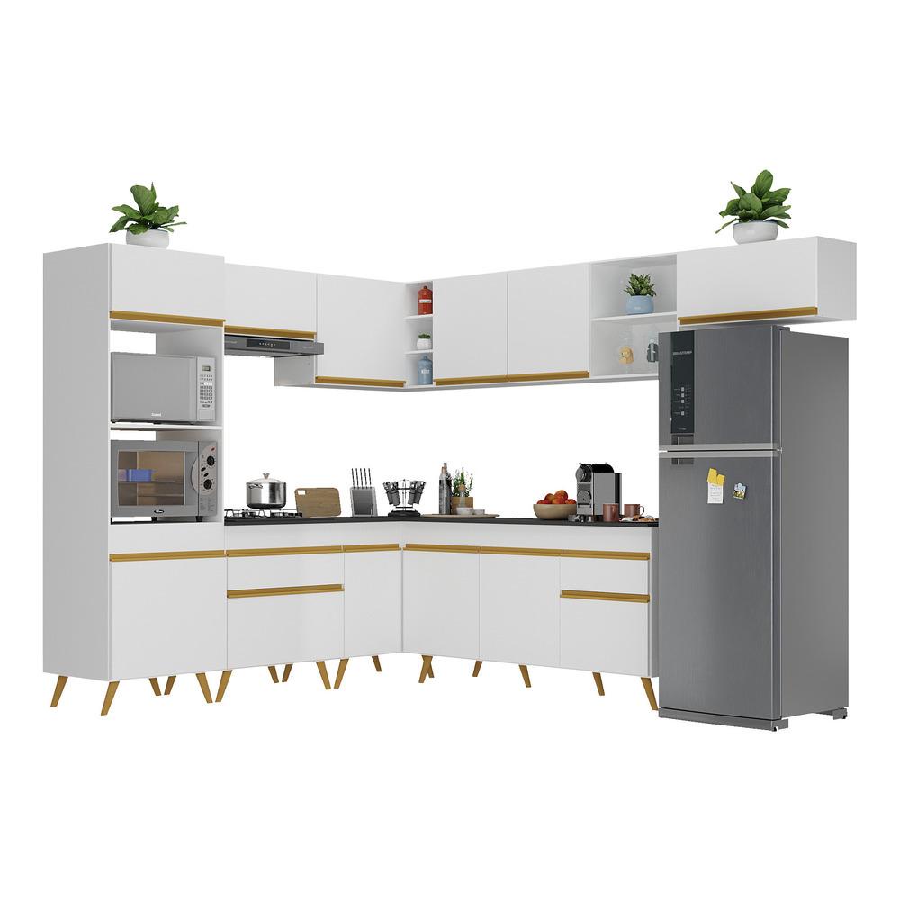 Cozinha Completa de Canto Veneza GW Multimóveis MP2048 com Armário e Balcão Branca - Home & Living