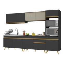Cozinha Completa 5 peças com Armário e Balcão MP3750 Veneza GB Multimóveis Preta