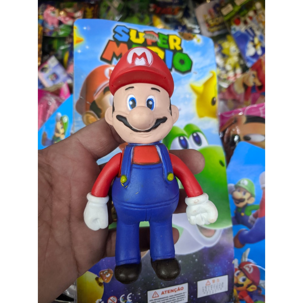 Boneco Super Mario - (Mario e Luigi) Cerca de 14cm - Jogo Classico da Nintendo - Ótimo para lembracinha de aniversário
