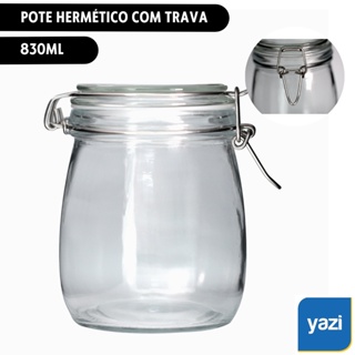 Pote Hermético de Vidro 830ml com Trava Inox Yazi em Oferta na Shopee