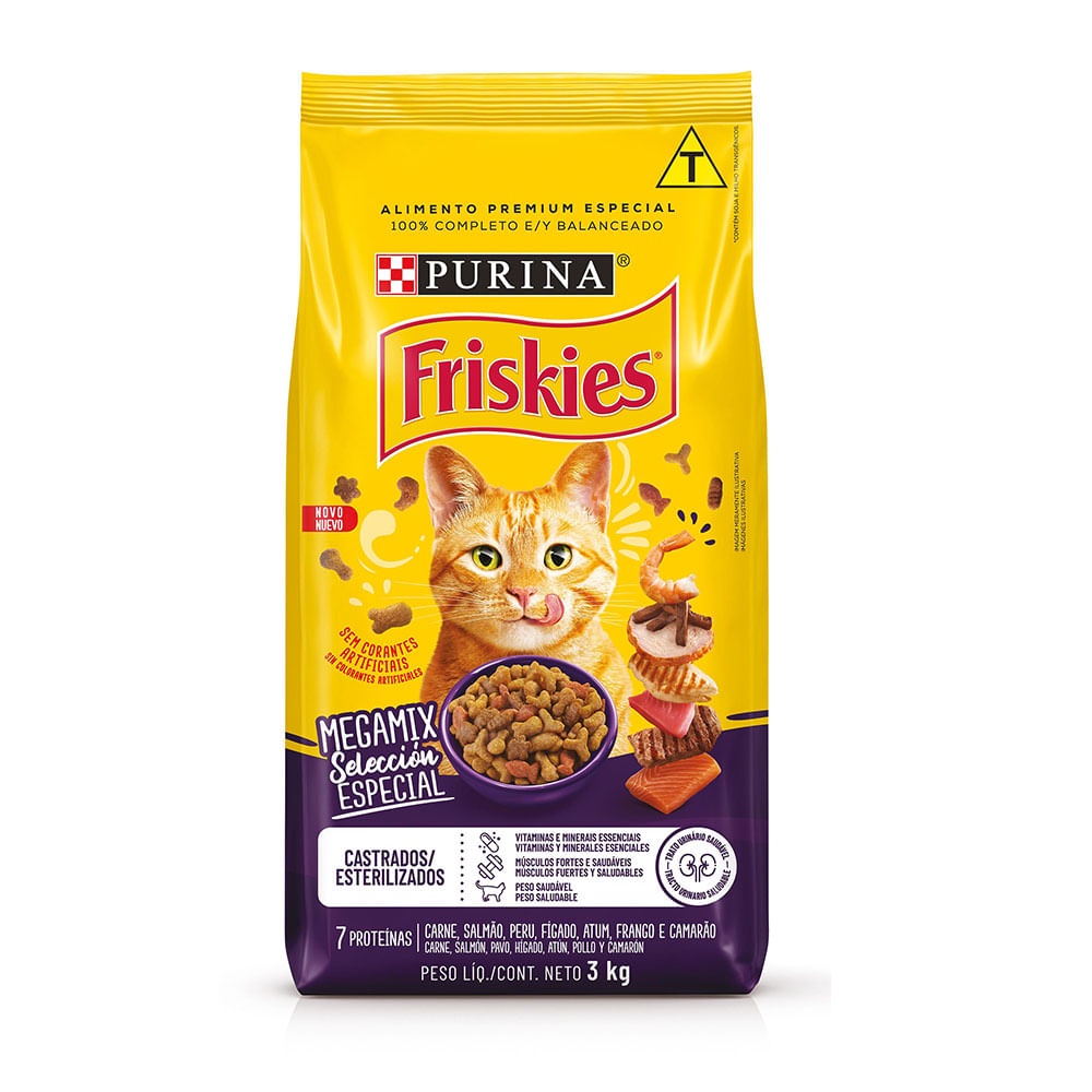 Ração Friskies Para Gatos Adultos Castrados Megamix 3kg em Oferta na Shopee