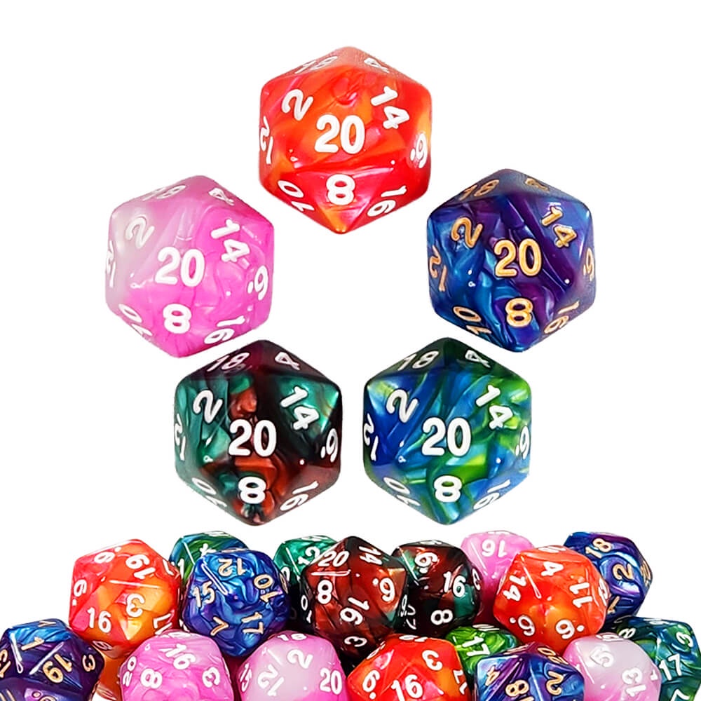 Dado D20 RPG Cores Mescladas Unidade Várias Cores Avulso 20 Faces D&D MTG Magic Dungeons and Dragons Pathfinder
