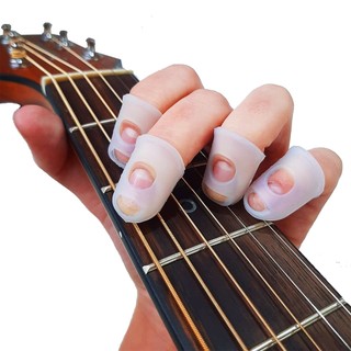 Protetor de dedos para Tocar Violão Guitarra Ukulele Baixo Dedal Tamanho Grande de Silicone Transparente