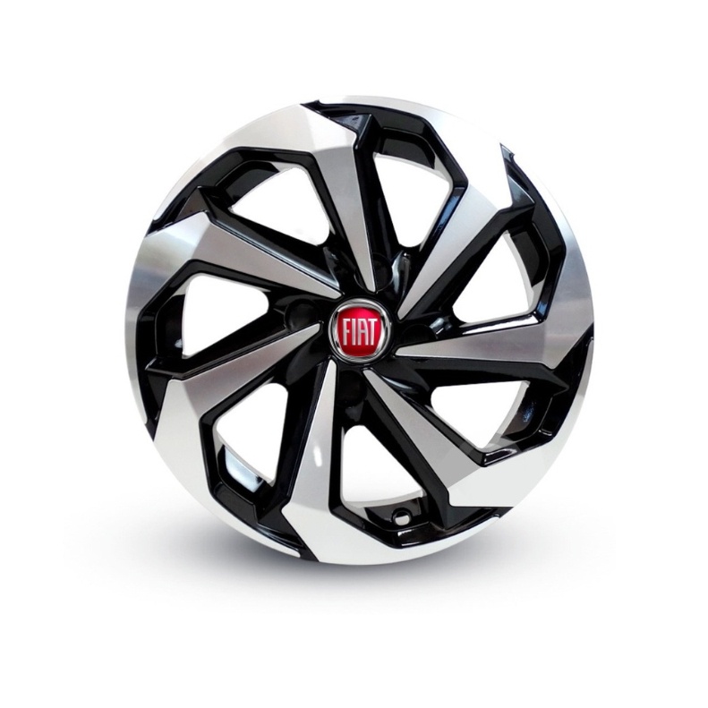 Jogo 4 Calota Spider Aro 15 Prata/Preto Fiat Siena Mobi Idea Palio