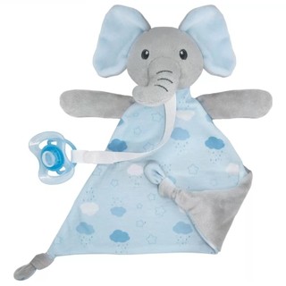Naninha Com Prendedor De Chupeta Elefante Azul Soninho 14560 - Buba em Oferta na Shopee