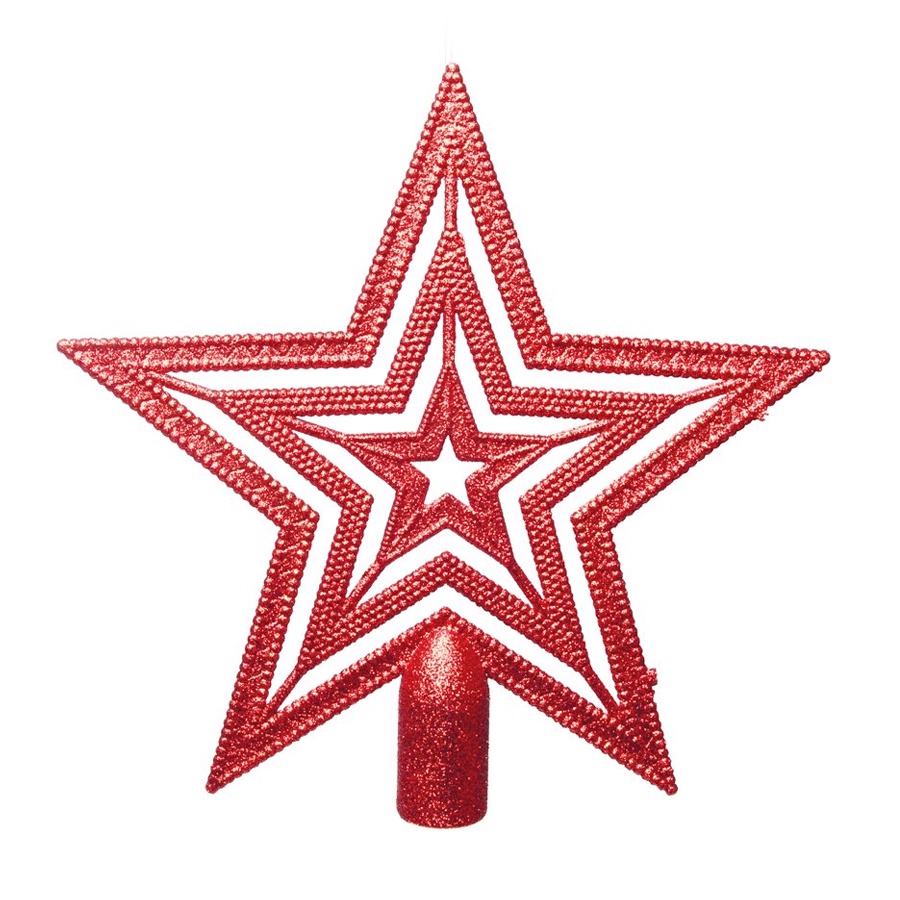 Enfeite de Árvore - " Estrela Vermelha com Glitter para Pendurar " - 1 Unidade - Cromus Natal