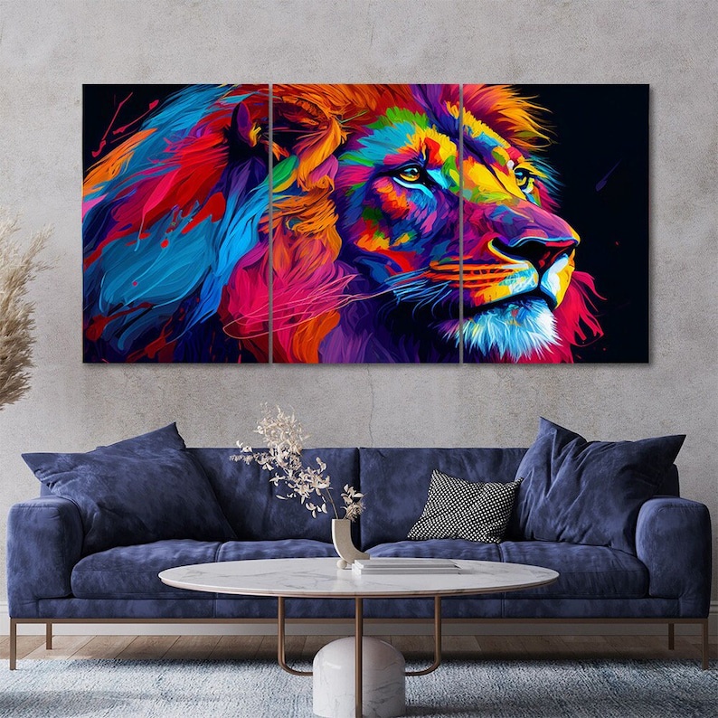 Quadro Decorativo Leão Amimais  , decoração casa Quadro Decorativo Leão rei tamanho grande Decoração para sala casa cozinha quarto Quadro decorativo Leão Moderno Decoração Corpo Retro arte #08
