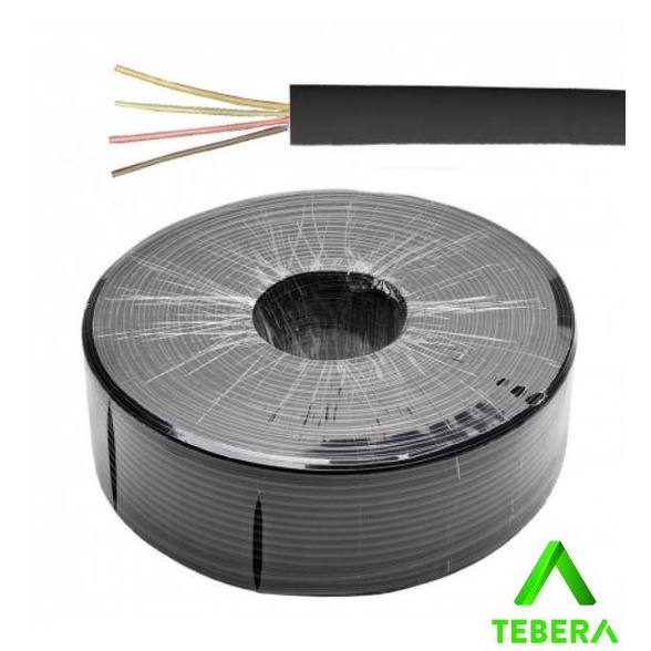Cabo Liso Chato P/ Tel 4 Vias Preto Rolo C/ 300mts - Tebera