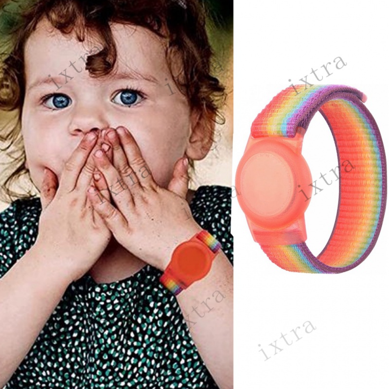 airtag Pulseira para crianças infantil compatível com o Apple AirTag, Estojo protetor para o rastreador GPS Air Tag com bracelete de nylon, Faixa de relógio anti-perda ajustável para crianças de idade