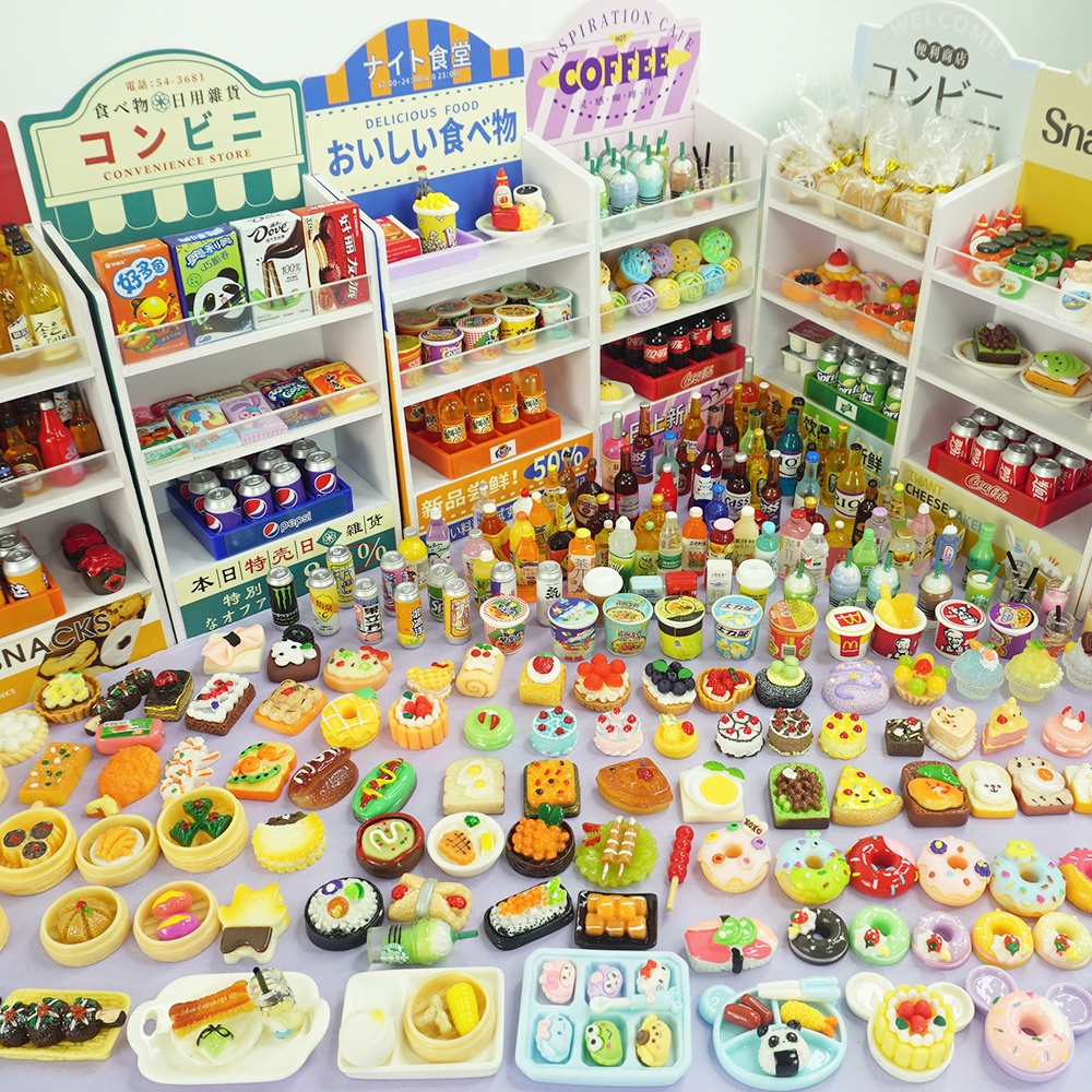 30PCS Mini Bebidas Fofas Comida Móveis Miniatura Supermercado Loja Prateleira Dollhouse Acessórios Para Menina Pretend Play Kitchen Toy