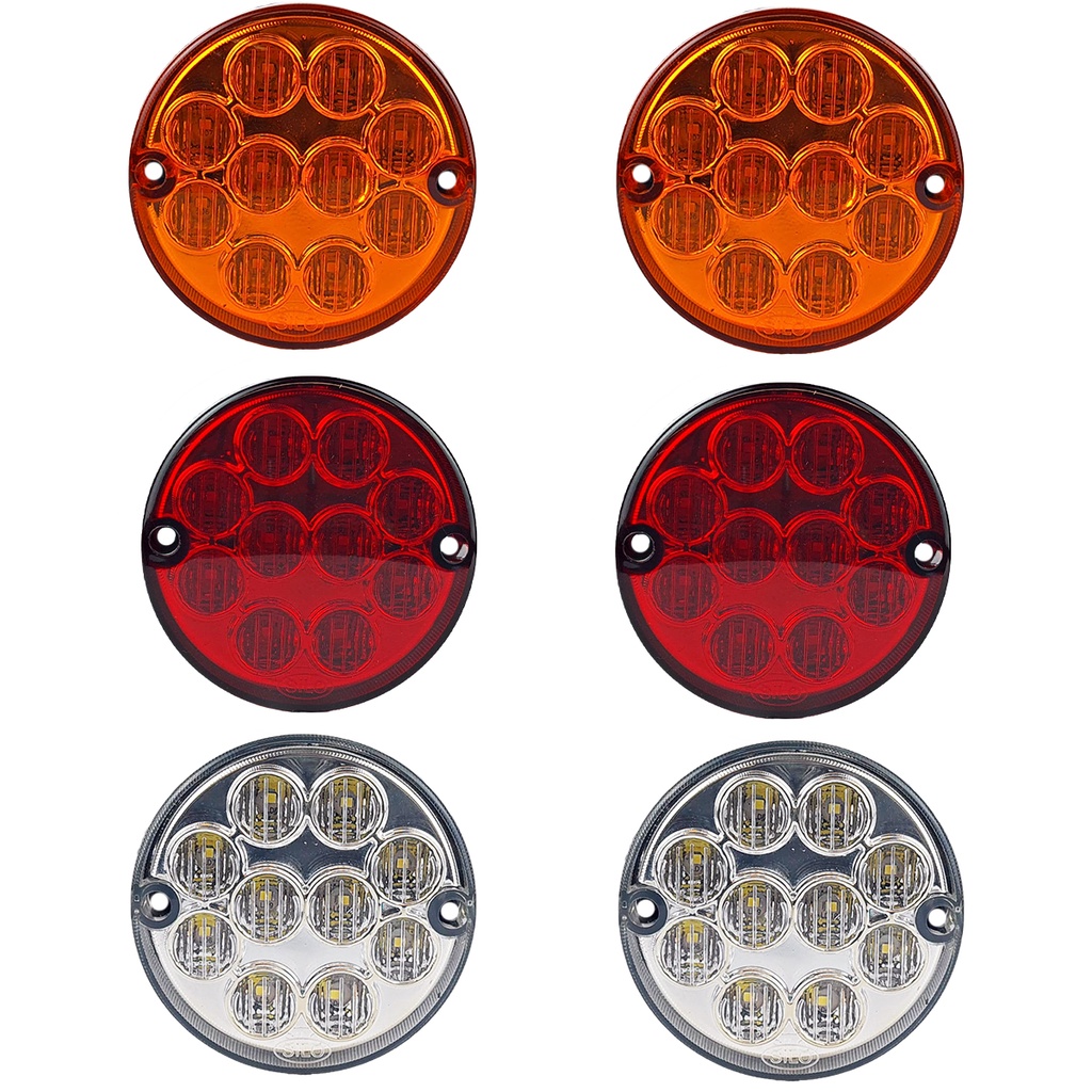 Kit6 Lanterna Traseira Ônibus Caminhão Carreta 96mm 10 Led