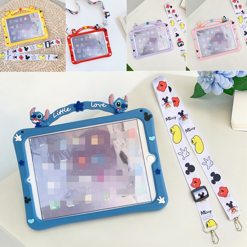 Para Samsung Galaxy Tab A8 10.5 " 2021 2022 SM-X200 X205 X207 Kids Lanyard Stand Case Cartoon Capa De Silicone Macia E Fofa