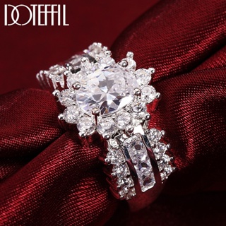 DOTEFFIL 925 Sterling Silver Flower AAAA Zircon Anel Brilhante Para Mulheres Festa De Noivado De Moda Jóias De Encanto em Oferta na Shopee