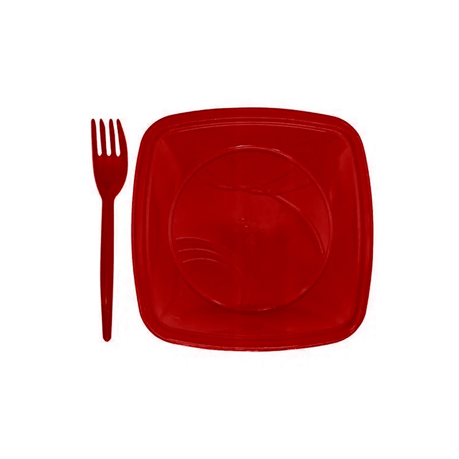Kit Sobremesa Prato e Garfo Vermelho 10 Unidades - Trik Trik - Rizzo Distribuidora - Home & Living