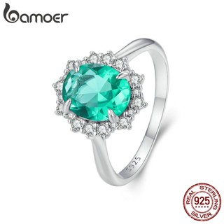 Bamoer 925 Sterling Silver Light Luxo Luz Verde Simples Master Zircon Anel De Graduação Moda Jóias Para Mulheres