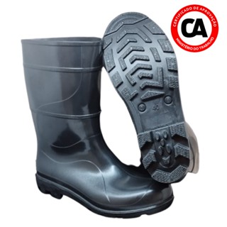 Bota PVC Borracha Galocha Preto Cano Médio Impermeável Unissex Chuva Limpeza Motoboy Agrícola Motociclista Açougueiro