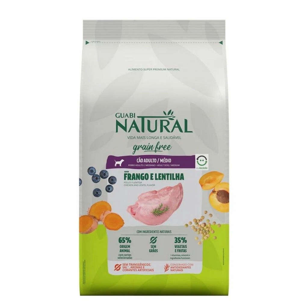 Ração Cães Guabi Natural Grain Free Adulto Médio Frango 2,5kg