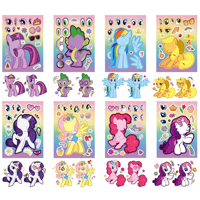 8pcs Classic Children's Cartoon My Little Pony : A Amizade É Série Mágica Autocolantes De Quebra-Cabeça Das Meninas Do