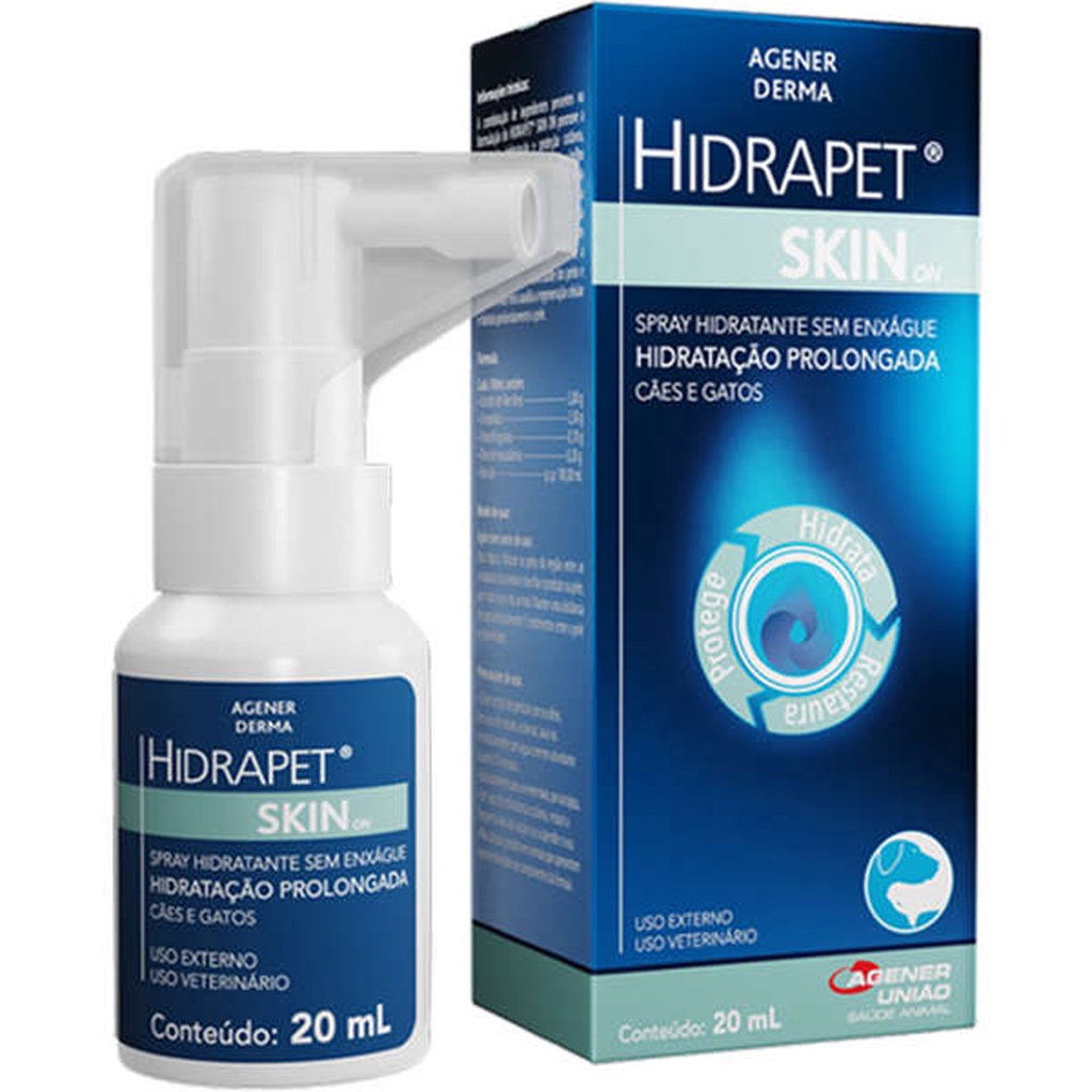 Hidrapet Skin On Spray Hidratante para Cães e Gatos Agener União - 20 mL em Oferta na Shopee