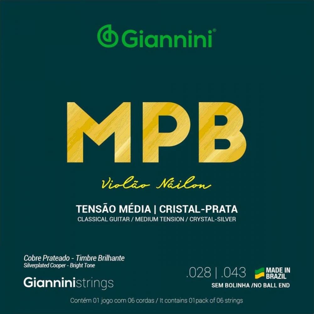 KIT 2 ENCORDOAMENTO VIOLÃO NYLON GIANNINI GENWS MÉDIO SÉRIE MPB