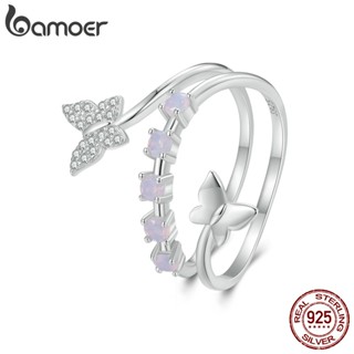 Bamoer 925 Prata Tamanho Ajustável Borboleta Anel Aberto Design Simples Jóias De Moda Presentes