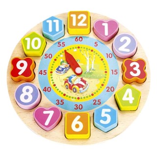 Brinquedo Infantil Estimulante Educativo em Madeira Relógio Madeira DmToys Carrinho