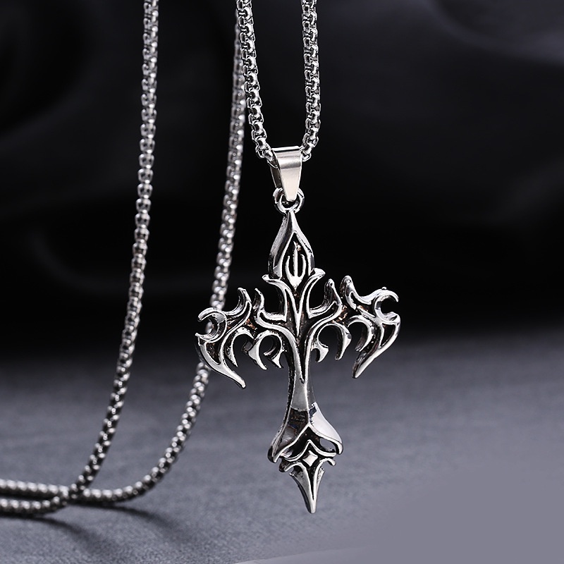 Colar De Pingente De Moda Vintage Flame Cross Pendant Para Mulheres Homens Corrente Longa Punk Goth Trendy Acessórios Gargantilha Gótica Jóias Góticas Acessórios em Oferta na Shopee