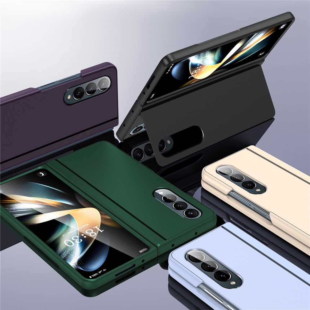 Capa Samsung Z Fold 4 Fold 3 Suporte embutido de silicone macio Melhor sensação de toque Proteger tela Câmera à prova de choque Verde Preto Roxo