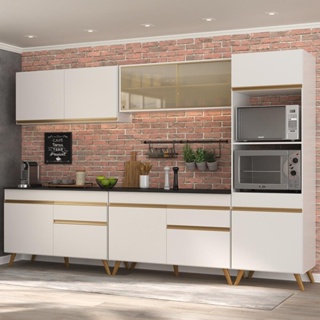 Cozinha Completa 5 pç c/ Armário e Balcão MP3689 Veneza GW Multimóveis Branca em Oferta na Shopee