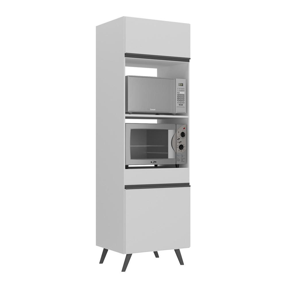 Paneleiro 2 Portas para Forno e Microondas Veneza Multimóveis MP3679.964 Branco/Preto - Home & Living