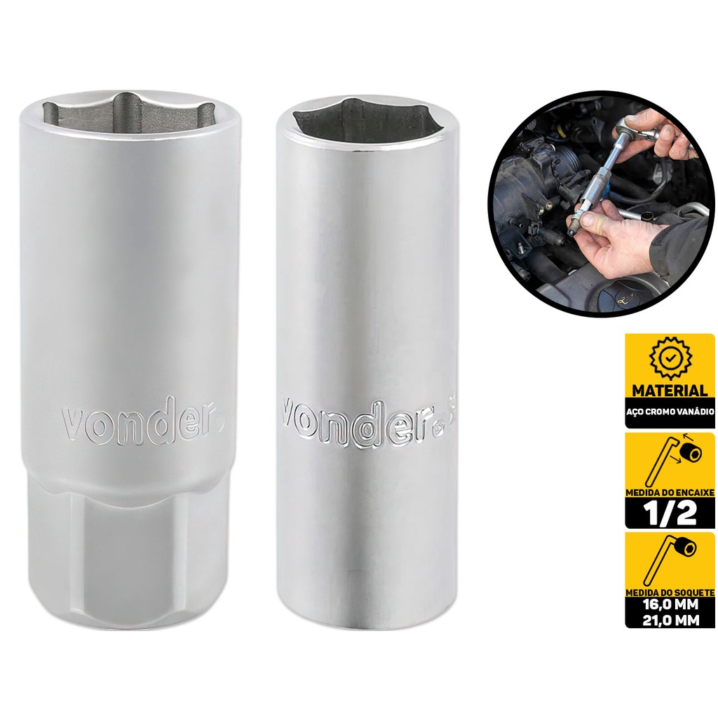 Soquetes 16mm E 21mm Longo Vela De Ignição Linha Automotiva	 em Oferta na Shopee