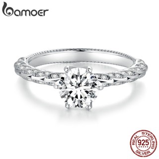 Bamoer Prata 925 1 ct Moissanite Anel Simples Cor D VVS1 Joalheria Da Moda 4 Tamanhos Para Meninas De Casamento