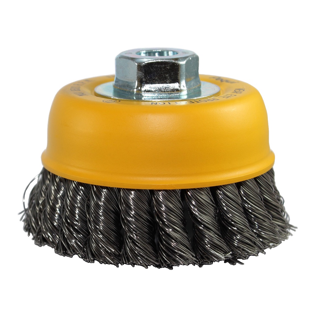 Escova Copo Trançado PEQUI  3. 1/4"  80mm Rosca M14 Aço Temperado 0,50mm Máx 8.500 RPM