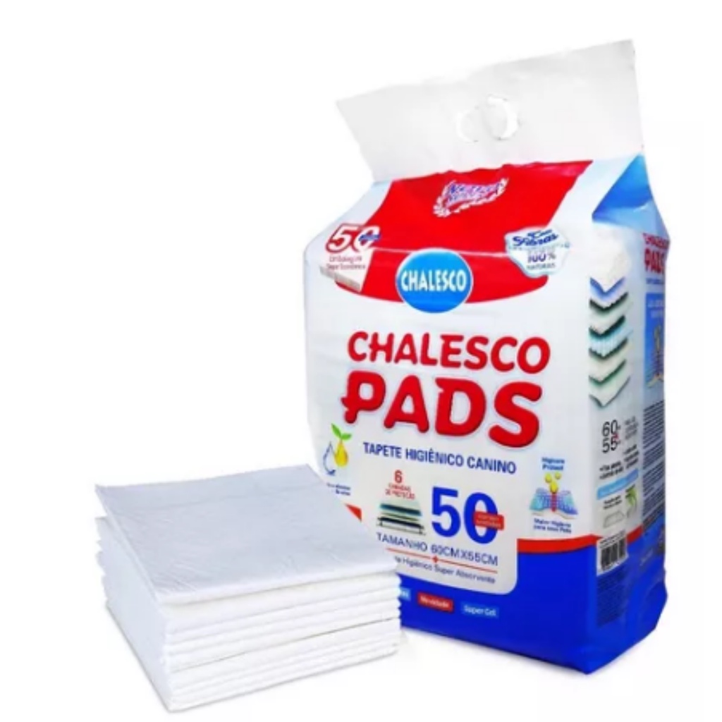Tapete Para Cães 50 Unidades Chalesco Pads Higiênico 60x55cm Absorvente em Oferta na Shopee