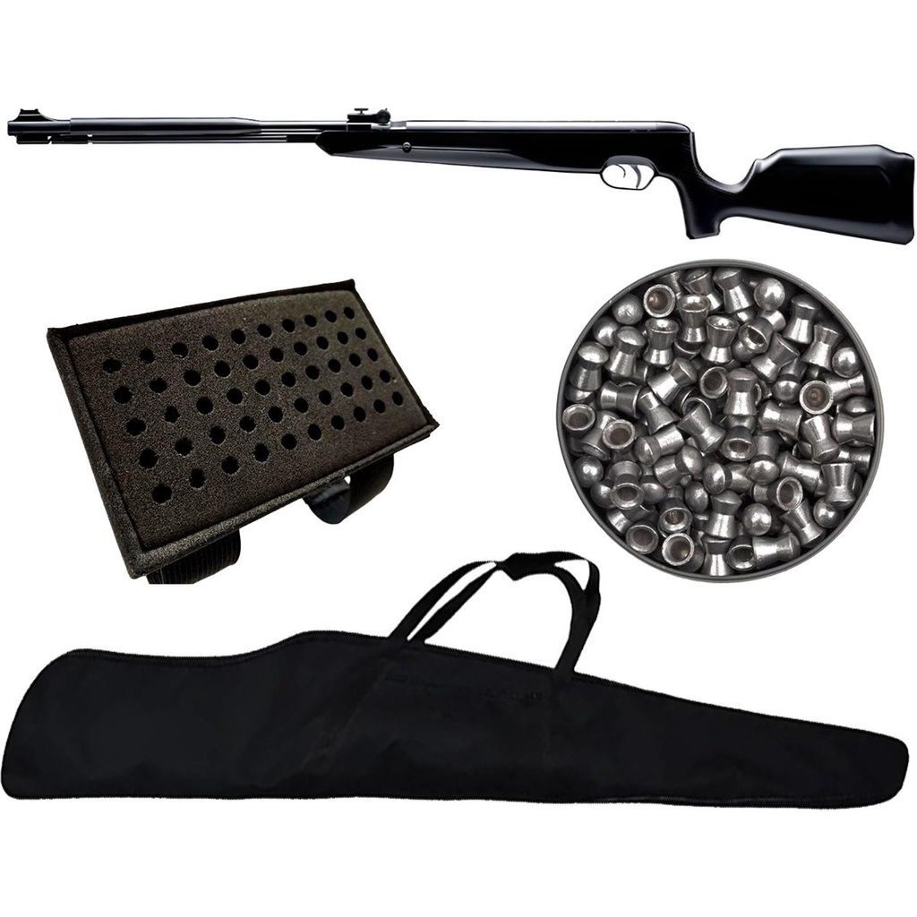 Carabina de Pressão Naja 2.0 5.5mm Pistão Nitro 60kg - Tag + Chumbo + Capa + Porta Chumbo