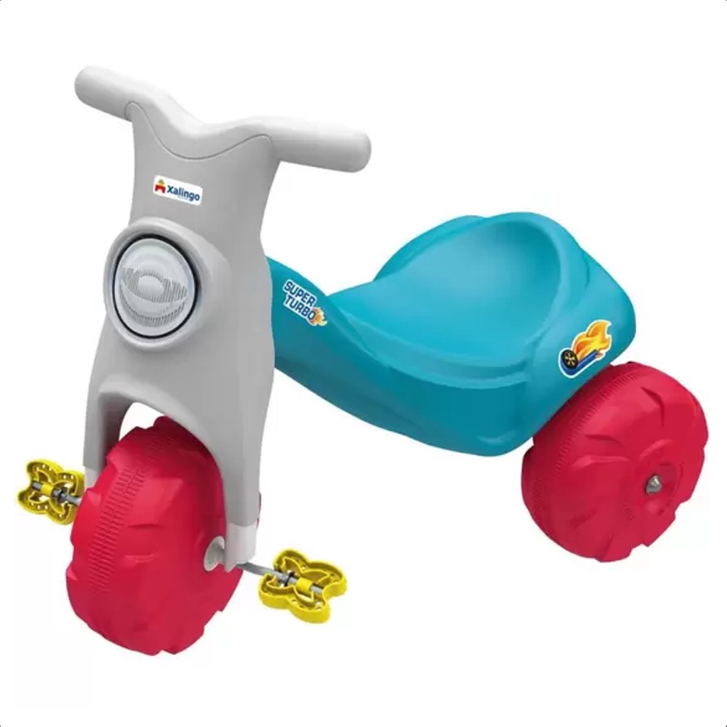 Triciclo Passeio Motoca Infantil Super Turbo Azul +4 Anos Tico Tico Velotrol Brinquedo Até 25kg Xalingo - 07523 em Oferta na Shopee