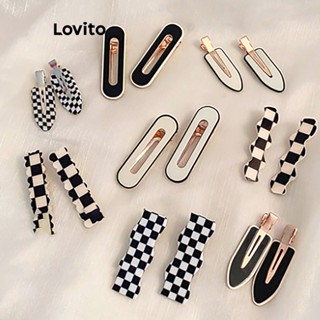 Lovito Casual Clipe de Cabelo de Metal Xadrez para Mulheres L57AD009 (Elipse/Gota d