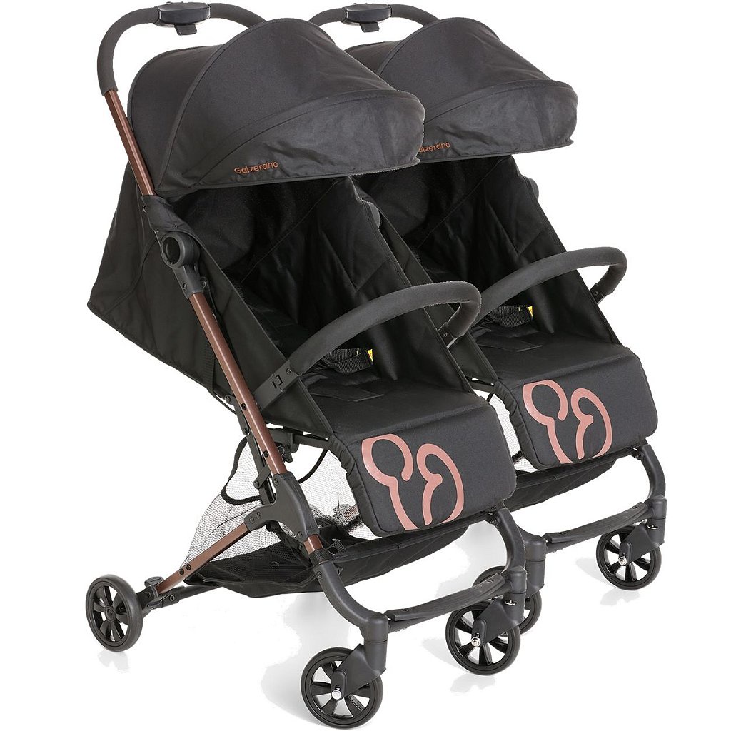Carrinho de Bebe para Gemeos Galzerano Duolee Duo Preto Cobre em Oferta na Shopee