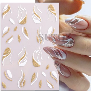 Decalques de Manicure Linha Glitter Francês Manicure Pena Manicure Acessórios de Manicure Adesivo de Unhas em Oferta na Shopee