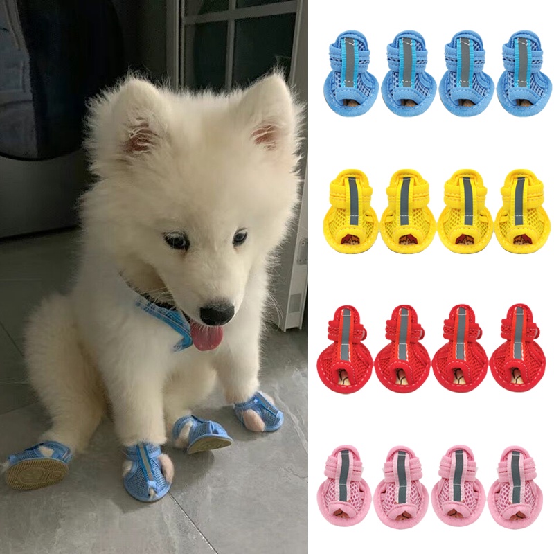 4pcs Sandálias De Verão Para Cães Pequenos Tênis Cachorros De Sola Chihuahua Paw Protectors mascotas Acessórios