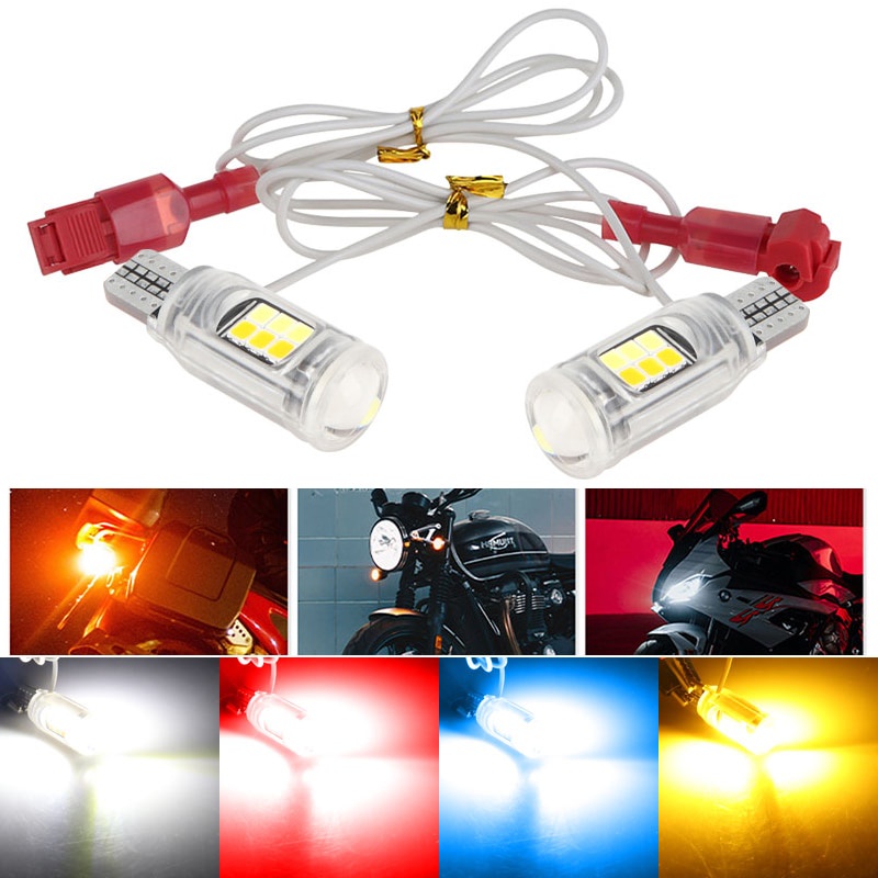 2-Pacote T15 Dual Contact LED W16W Luz de Moto Indicadora de Giro e Luz de Freio - Âmbar, Branco, Azul, Vermelho, Rosa