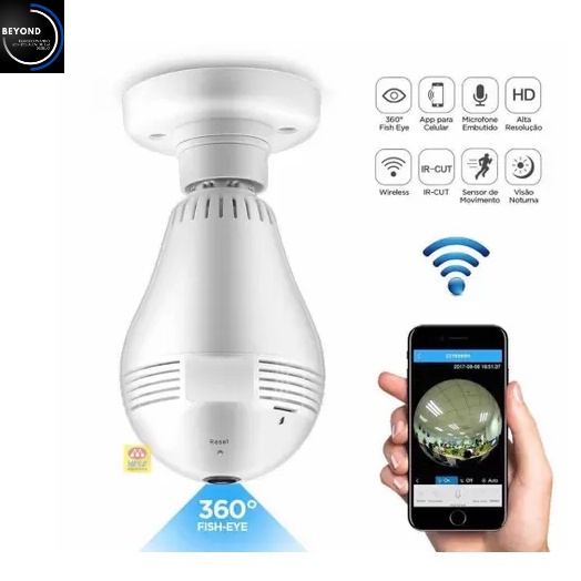 Camera Ip Seguraca Lampada vr 360 Panoramica Wifi V380 Infravermelho HD Leve conforto para casa com nossos produtos