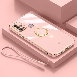 Estojo Macio De Silicone Motorola Moto G20 G10 G30 Com Anel De Relógio De 360 Graus De Luxo 6D Galvanizado