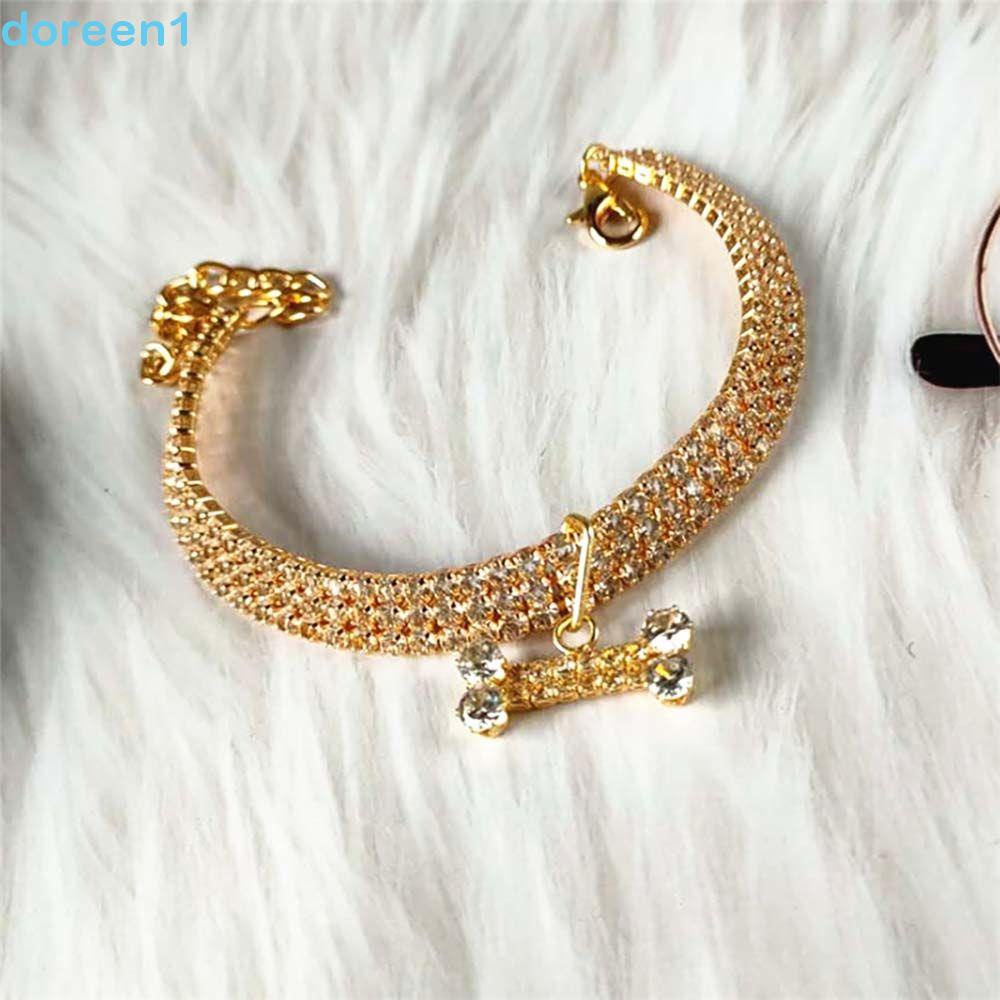 DOREEN Coleira Para Animais De Estimação De Alta Qualidade Com Osso De Zircônia Ajustável , Acessórios Cachorros , Corre em Oferta na Shopee