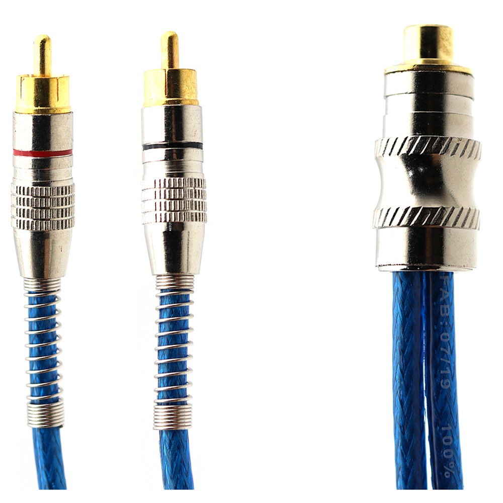 Detalhes do Cabo Y RCA 1 Femea e 2 Machos Azul Blindado TechOne 5mm