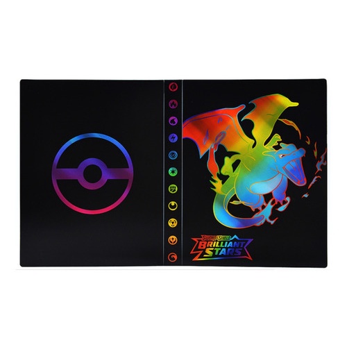 Álbum Pokémon Porta 240 Cartas Charizard Rainbow Brilhant